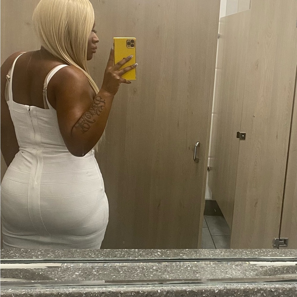 White Bandage Bodycon Midi Dress with Wide Straps